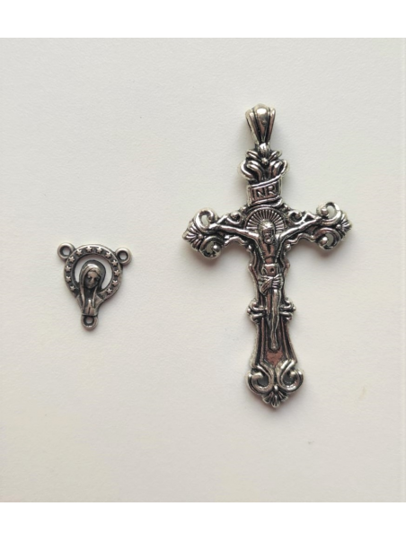 Cruz y Virgen para rosario modelo Grande