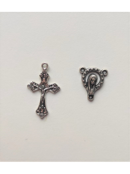 Cruz y Virgen para rosario modelo pequeño